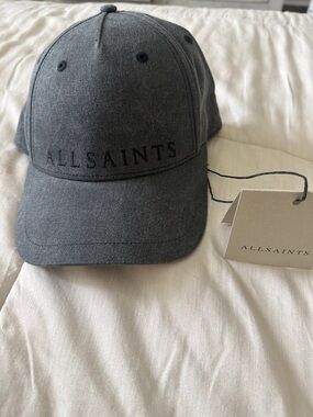 AllSaints Gray Embroidered Logo Baseball Cap